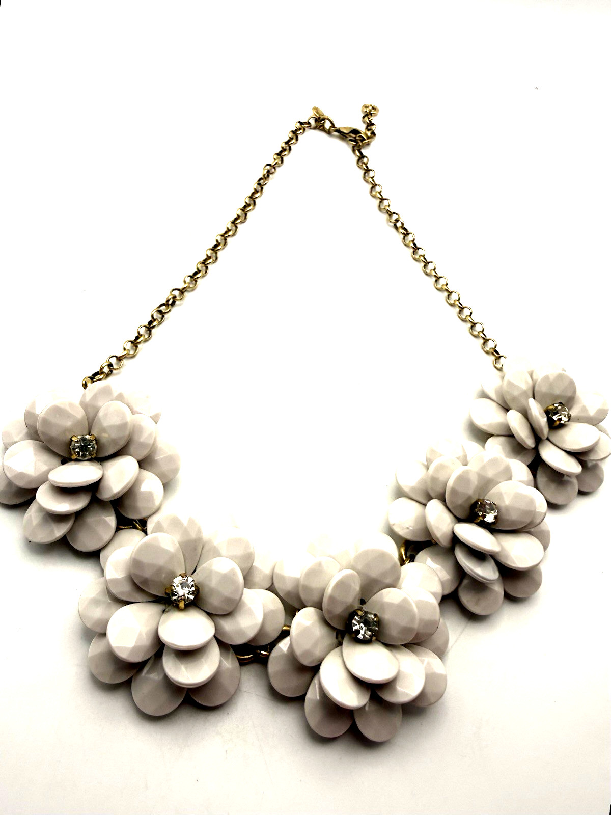 J. Crew 18″ Cream Cluster Flower Statement Necklace
