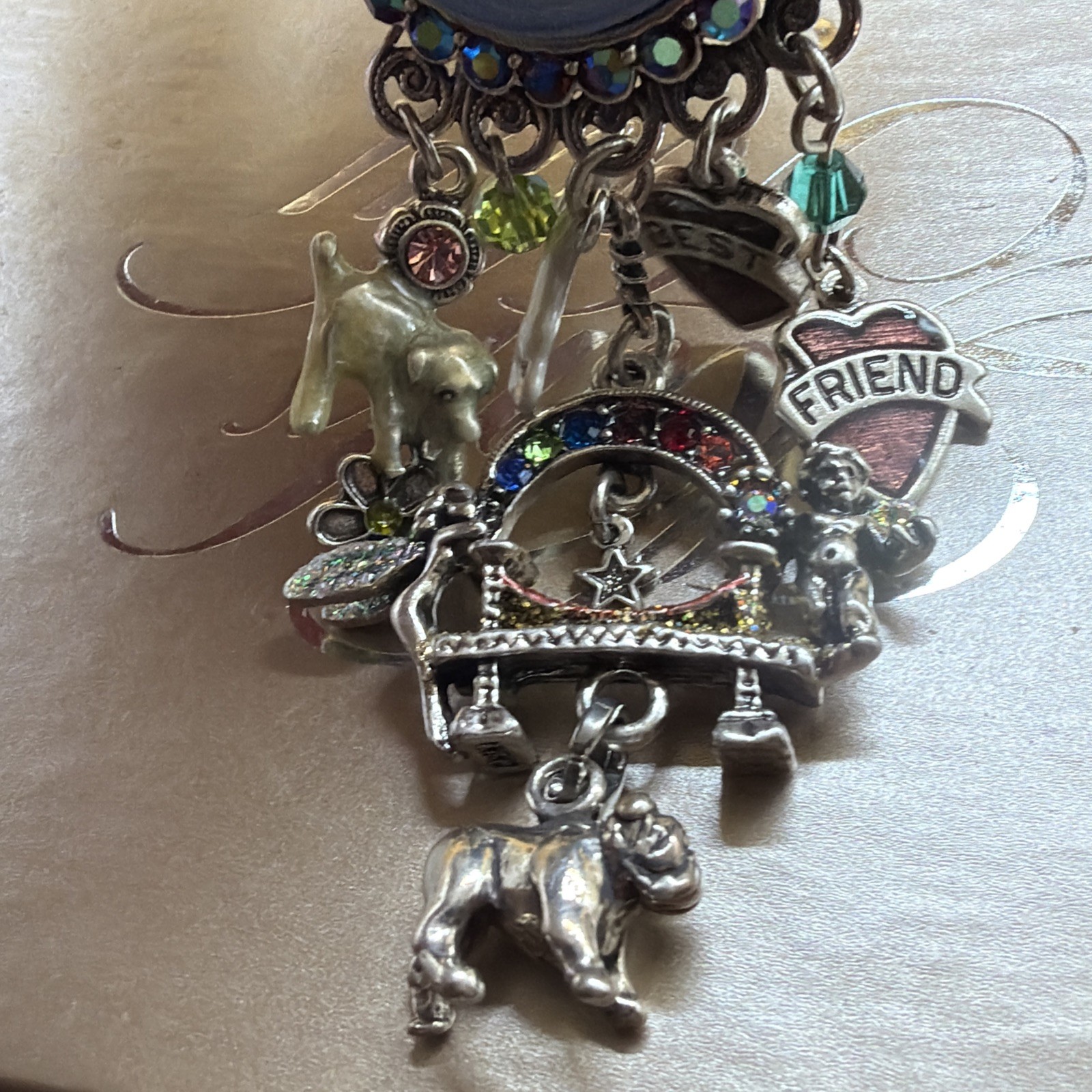 BEAUTIFUL Kirk’s Folly Rainbow Bridge Dream Angel Drop Necklace W/Box! 17-20”!