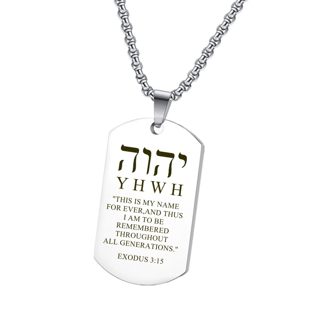 HOMLIFPER Hebrew YHVH YHWH Jehovah Names of God one size, Silver-EXODUS 3:15