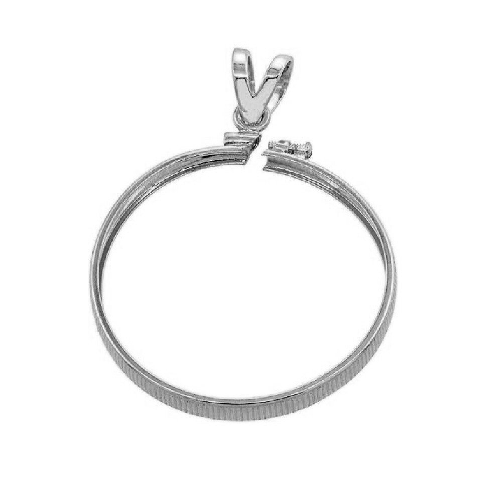 18 mm Sterling Silver Screw Top Edge 10 Cent Dime Coin Bezel Pendant, Box Chain