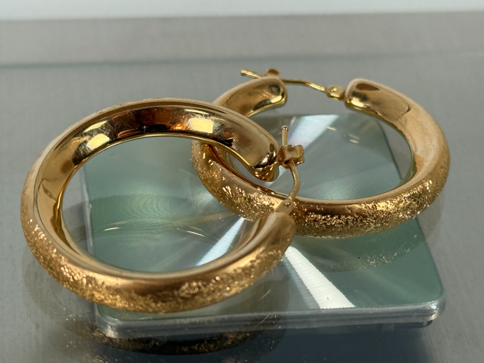 VOGA Collection 18K Gold Electroform Choice of FInish Hoop Earrings STARDUST