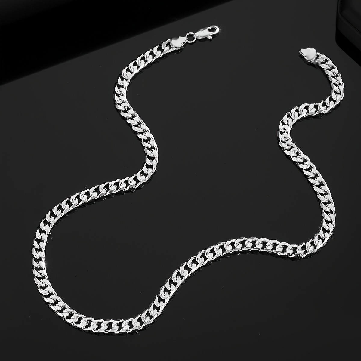 S925 Silver Cuban Chain Necklace 6mm 45cm 50cm 60cm For Women Daily Wear