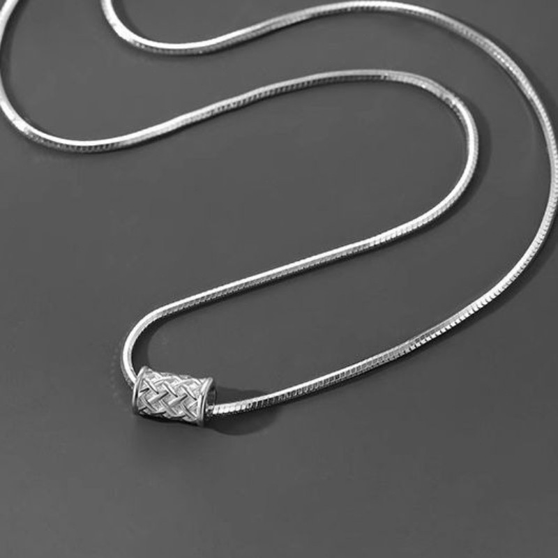 Silver 316 Stainless Snake Chain Necklace Woven Minimal Men Jewelry