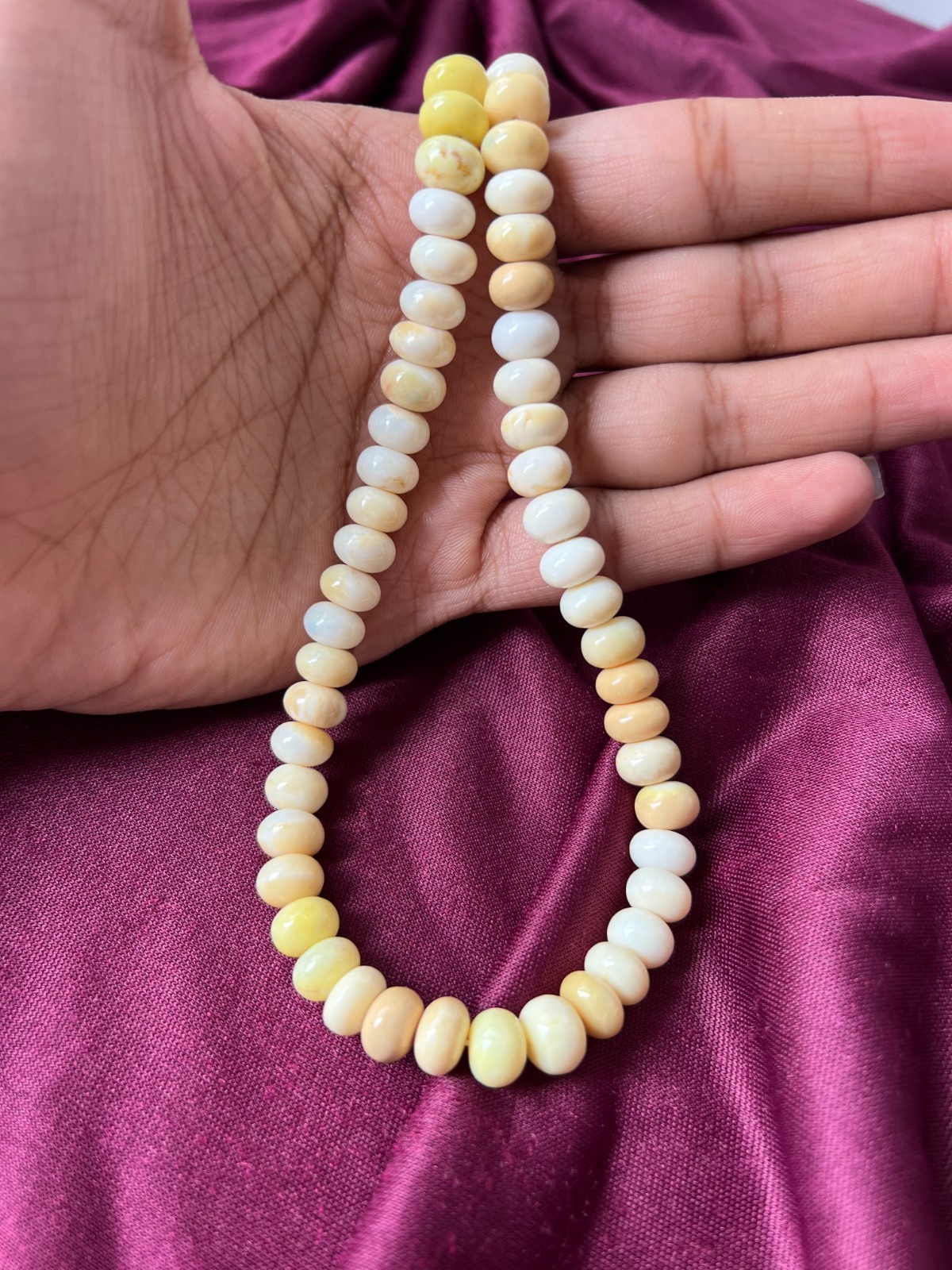Natural Opal Rondelle Bead Strand Cream Yellow Jewelry Making 16″ Necklace