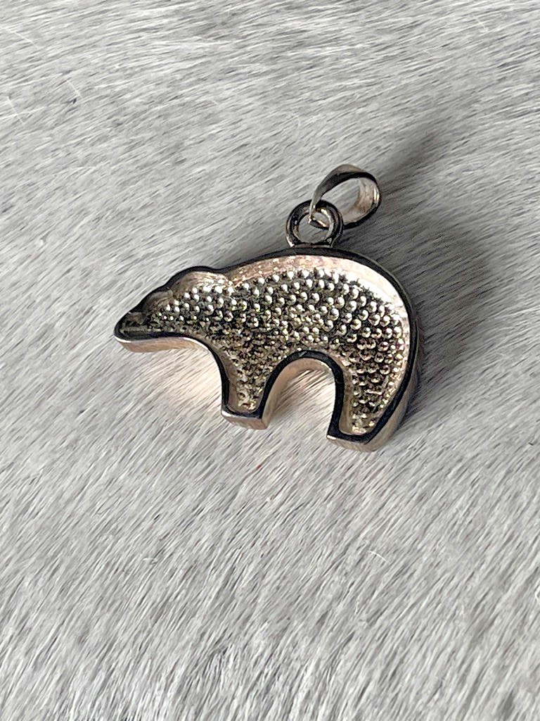 Silver Unisex Bear Pendant 1 x .75 in Silver Small Bail for Chain Polar Grizzly