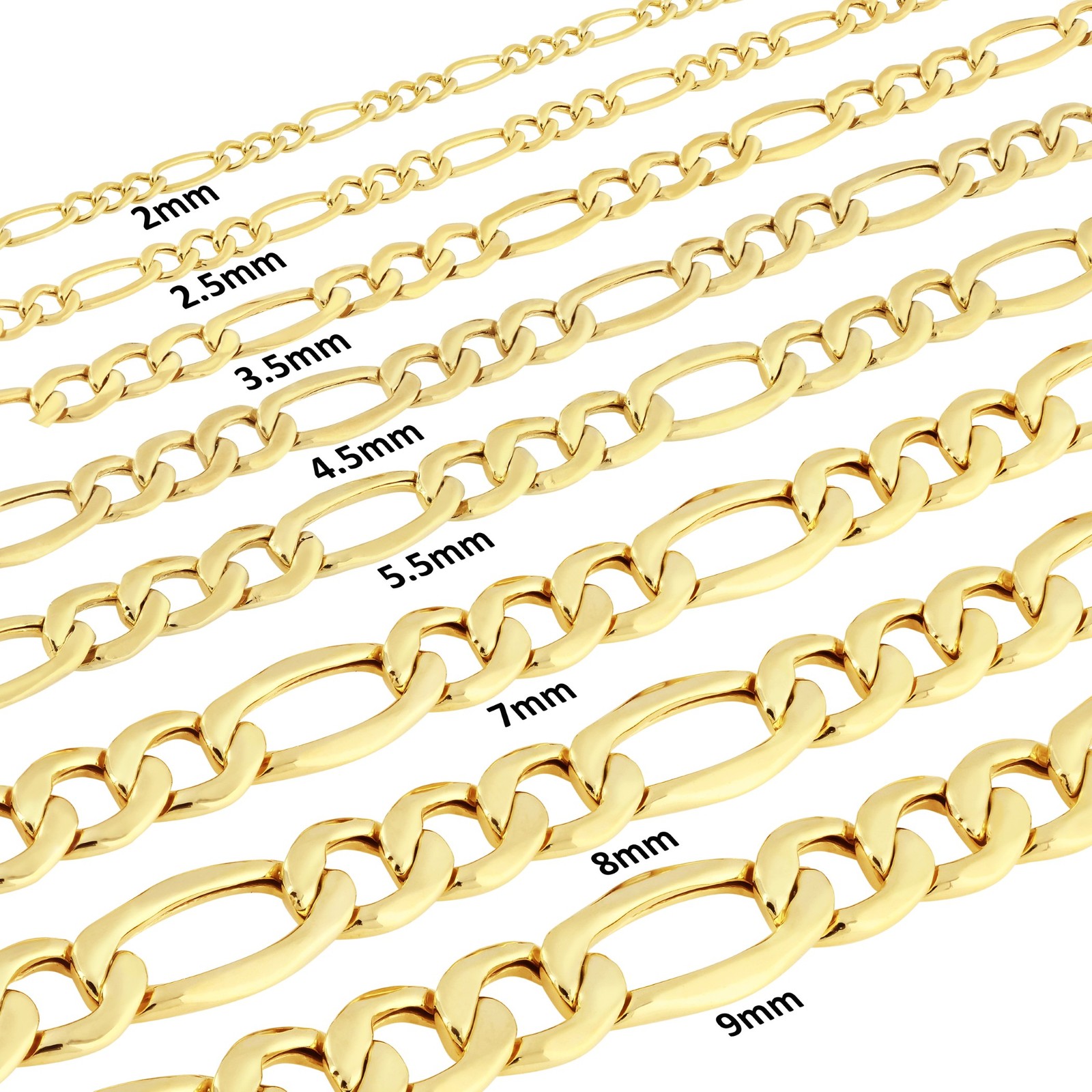 10K Real Yellow Gold 2mm-9mm Figaro Chain Link Pendant Necklace Bracelet 7″- 30″