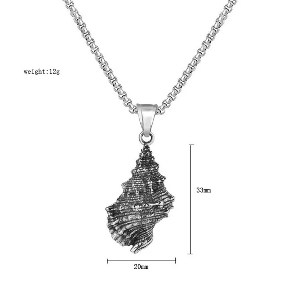 Unique Stainless Steel Seashells Conch Pendant Necklace Punk Sea Shell Necklace