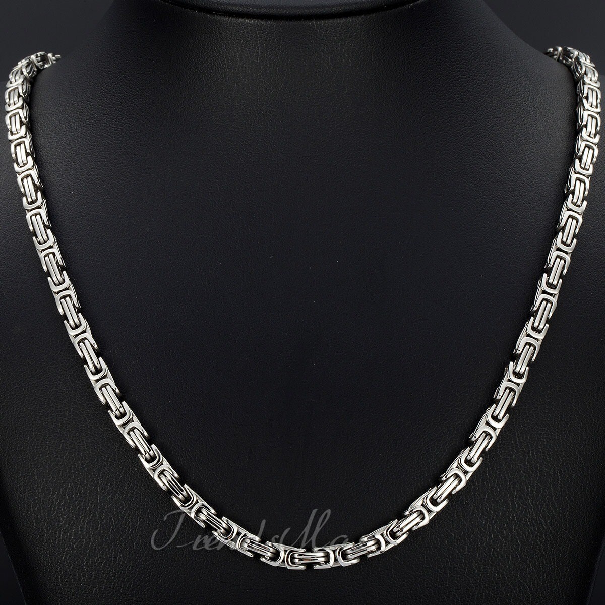 18-30″ MEN Stainless Steel 5mm Silver/Gold Plated Byzantine Box Chain Necklace