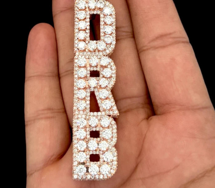 14K Rose Gold Plated Hip Hop Personalize Pendant 5Ct Round Cut Simulated Diamond