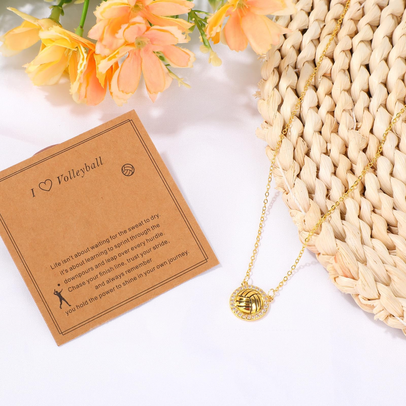 Sports Necklace, Stylish Gold Sports Theme Pendant Necklace with Card Dainty …