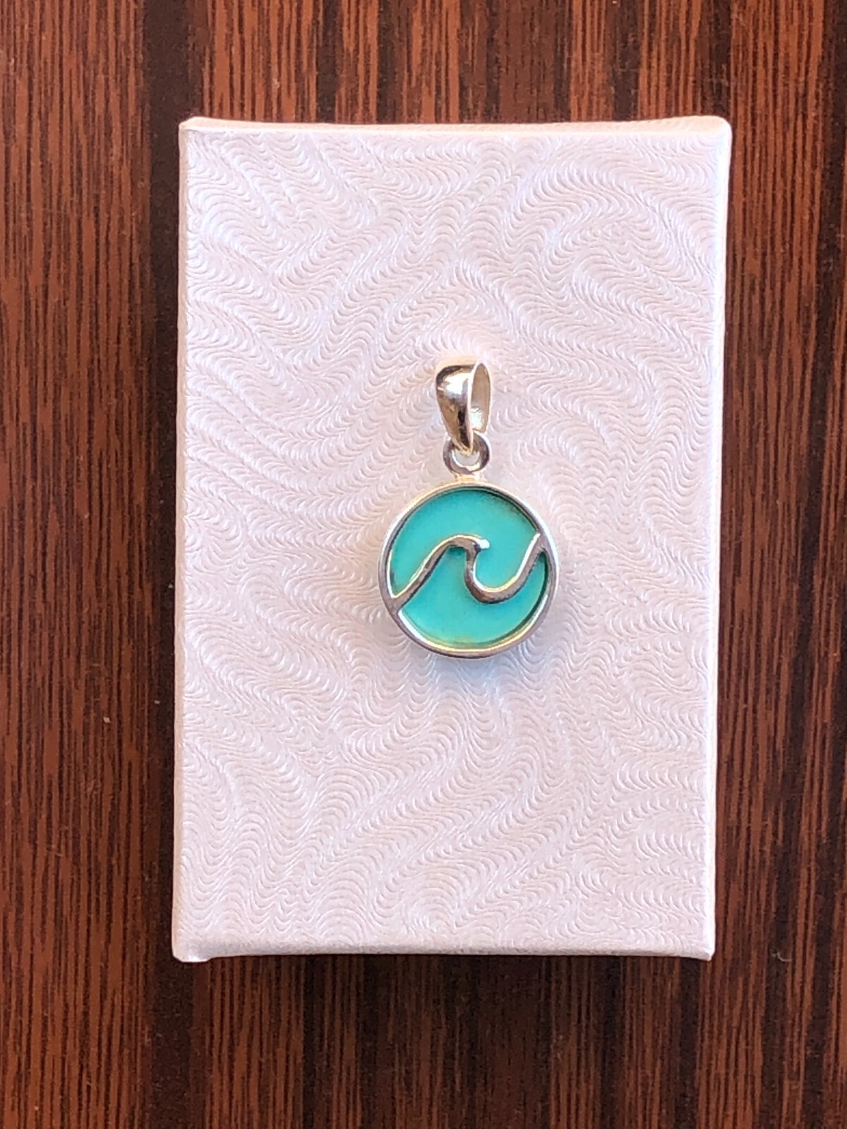 925 Sterling Silver Ocean Wave Turquoise Pendant Two Sided Women 14mm0.55″/24mm