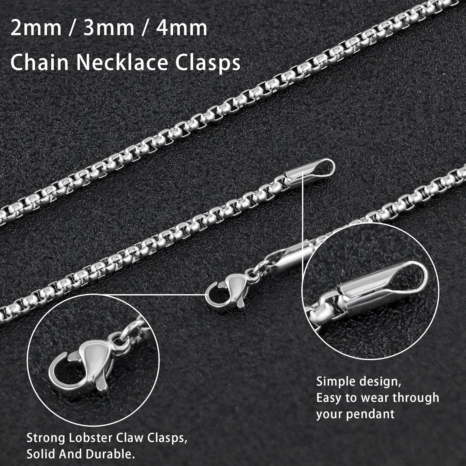 Durable Polished Square Rolo Chain Necklace with Lobster Clasp – Unisex Style