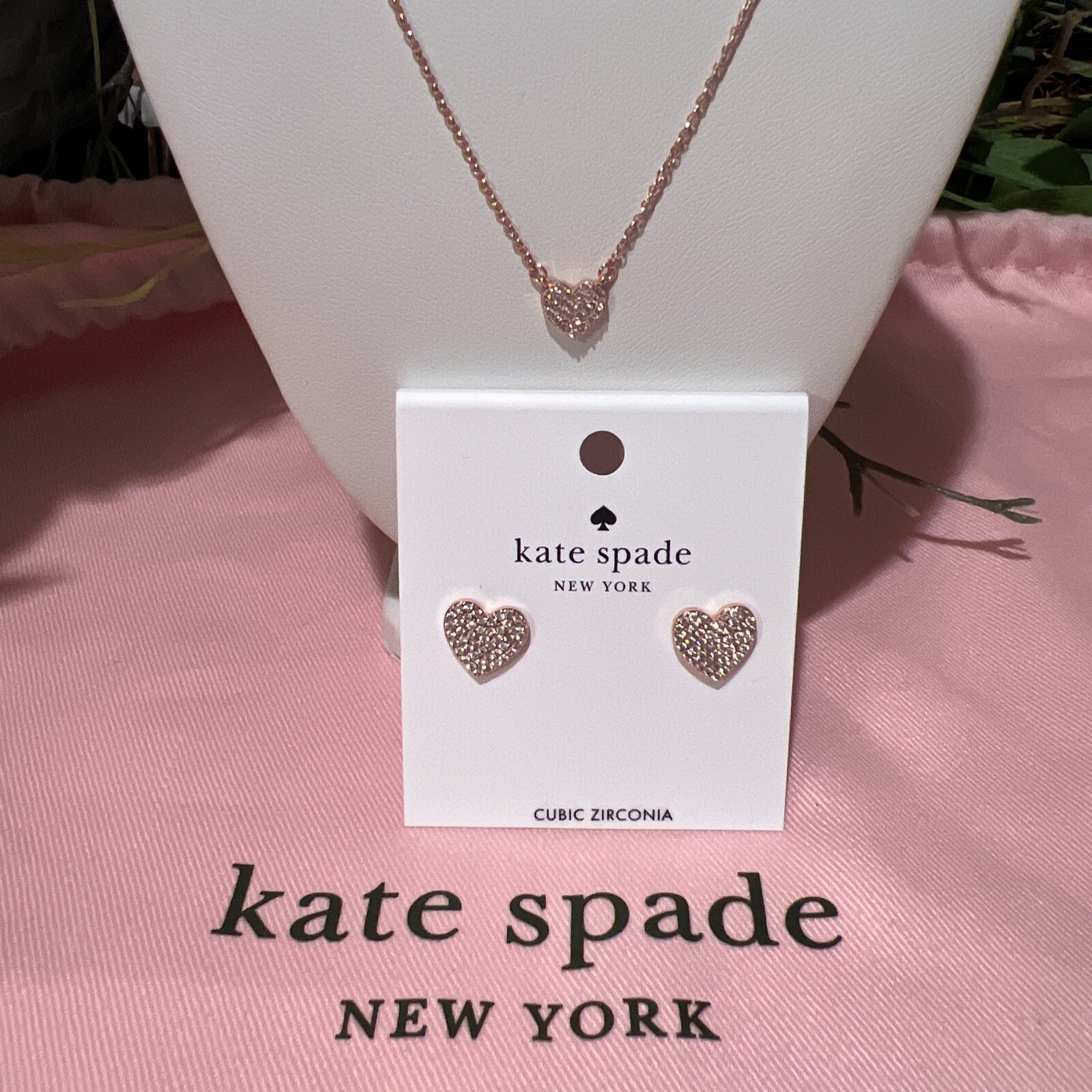 Kate Spade New York Rose Gold Pave Heart Mini Necklace or Earrings or Bracelet
