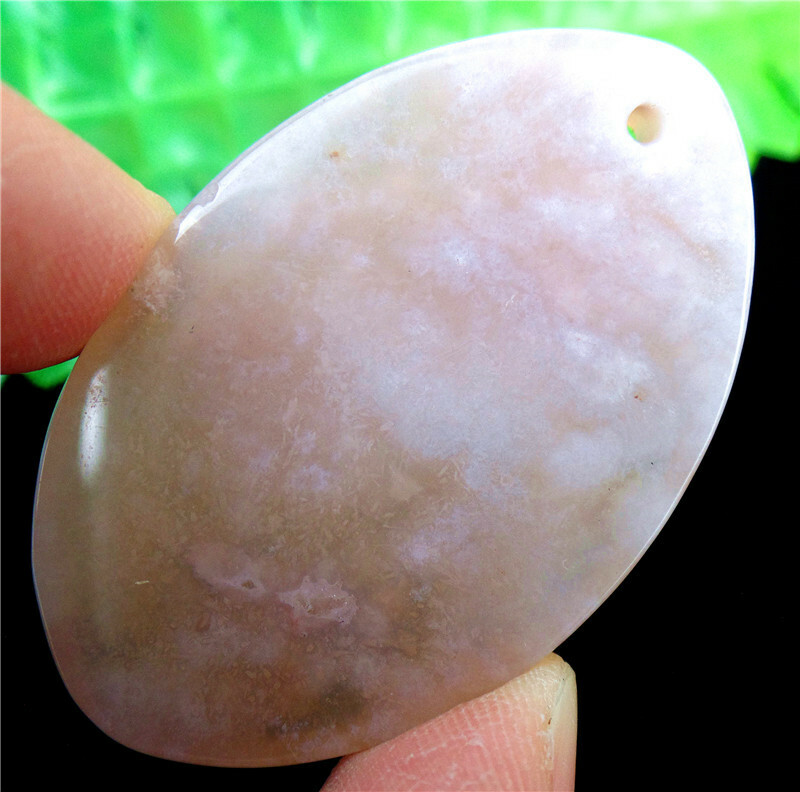 47x30x7mm Natural Cherry Blossom Agate Crystal Marquise Pendant Bead EA85317
