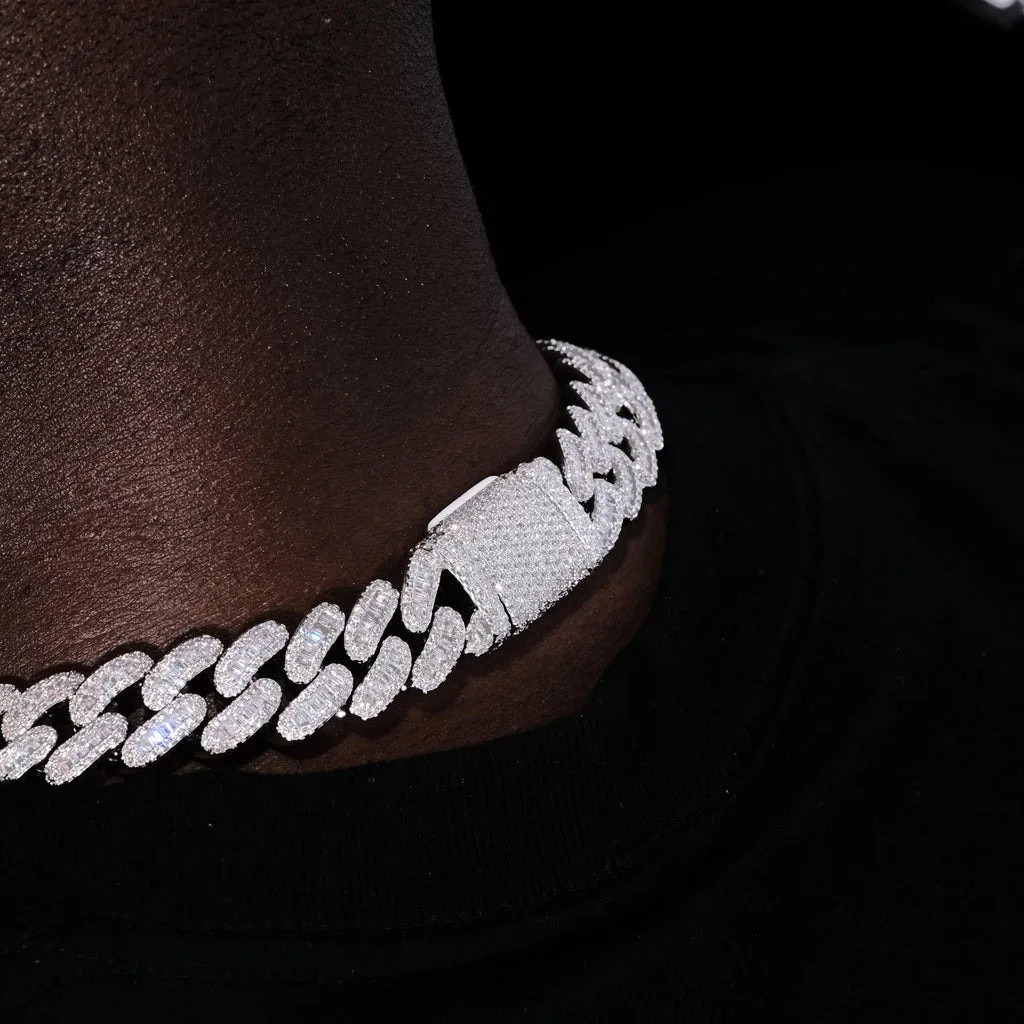 15mm Iced Cuban Link Necklace With Hand-Set Zircon