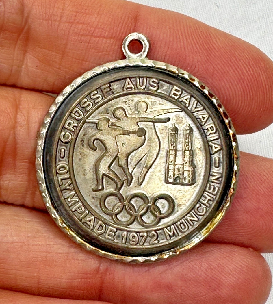 Olympic Games Munich Germany pendant 1972 Silver Tone Medal Charm
