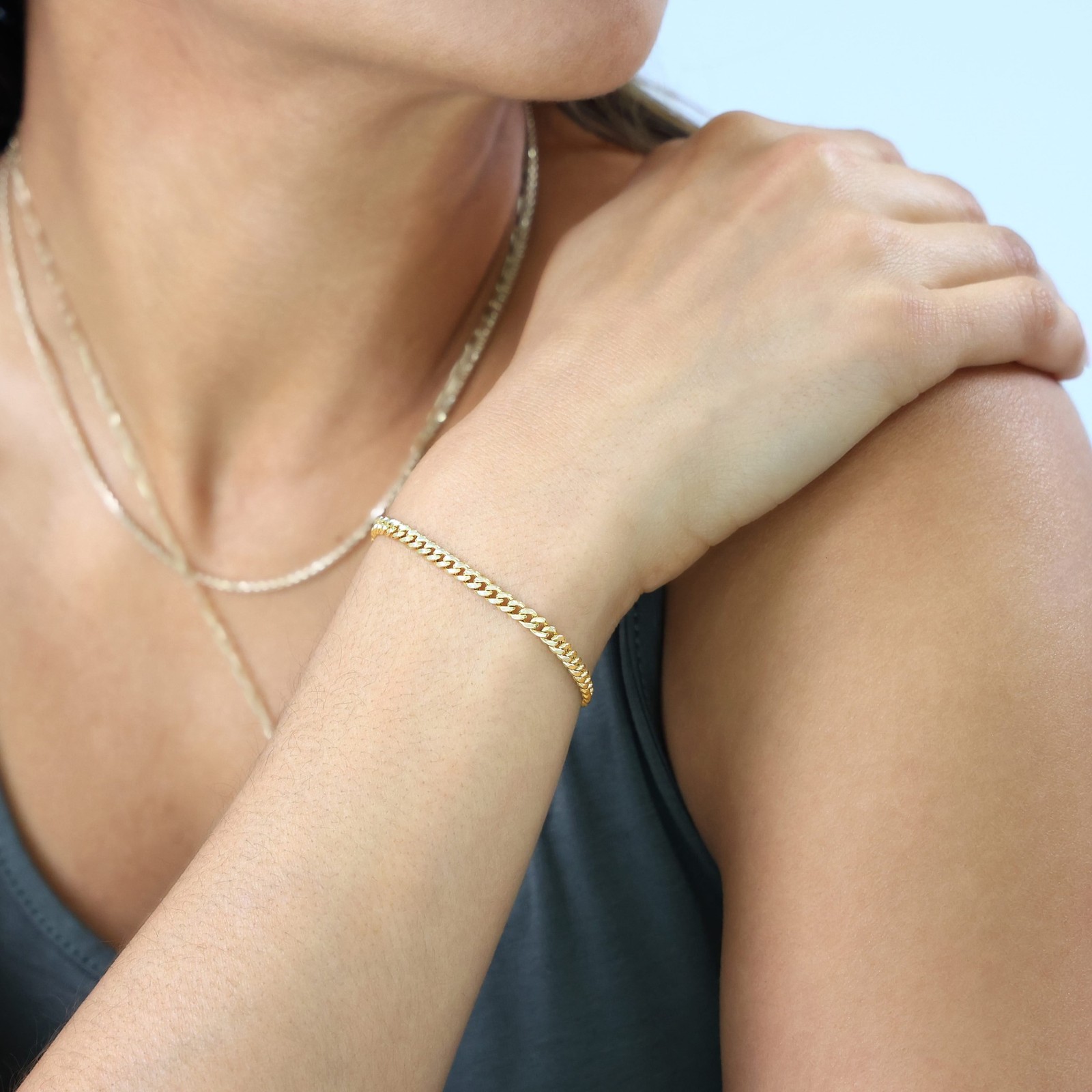 10K Yellow Gold 4mm Real Miami Cuban Link Chain Mens Bracelet Italian Made 9″