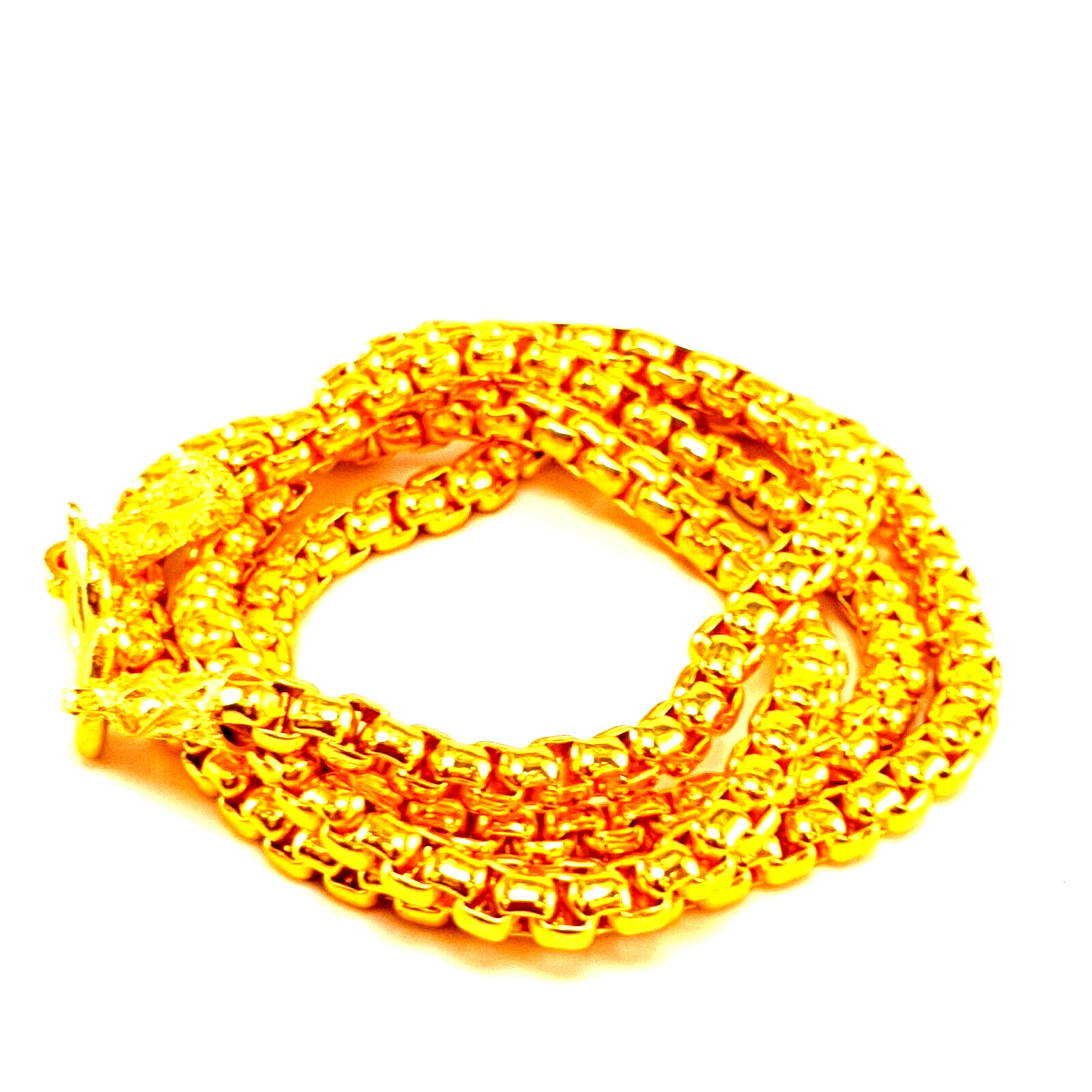Gold Color Charm Necklace Plated Brass Unisex Adult Fashion Jewelry 24″ 5 MM.