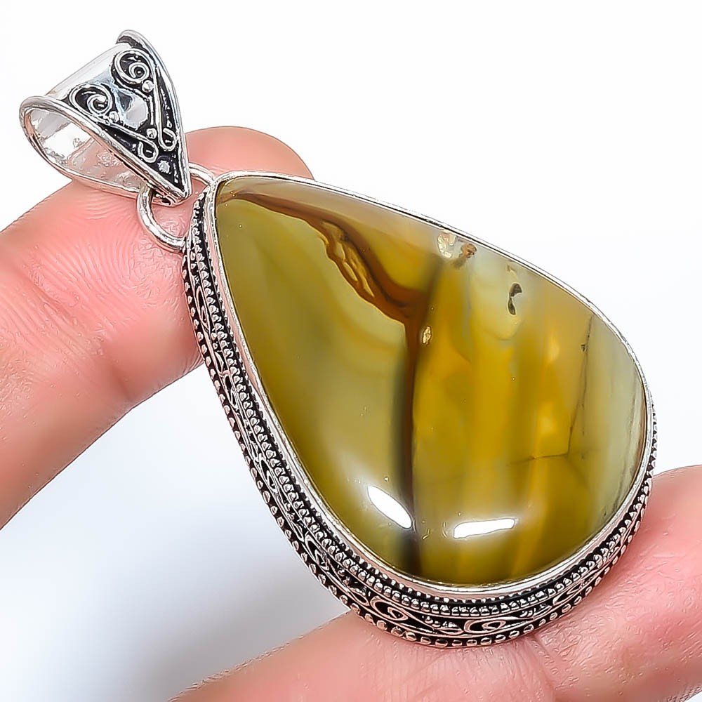Natural Landscape Jasper 925 Silver Plated Fine Art Pendant 2.34″ S2695
