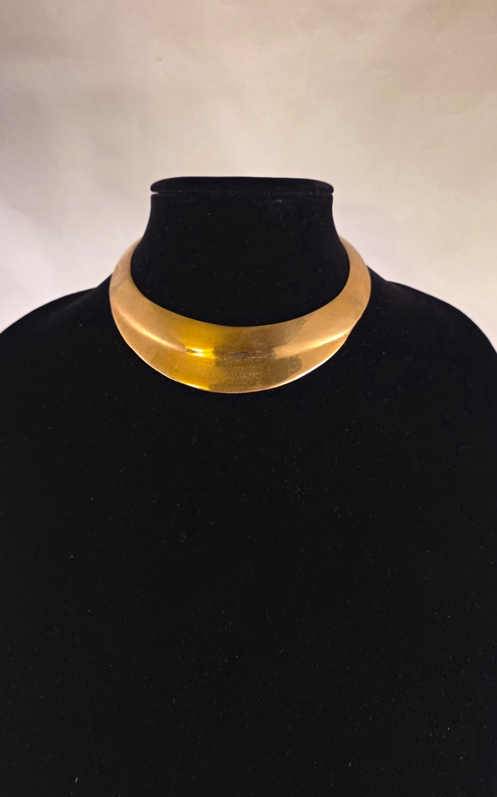 Vintage Brass Crescent Bib Collar Necklace Statement Smooth Gold Tone Cleopatra