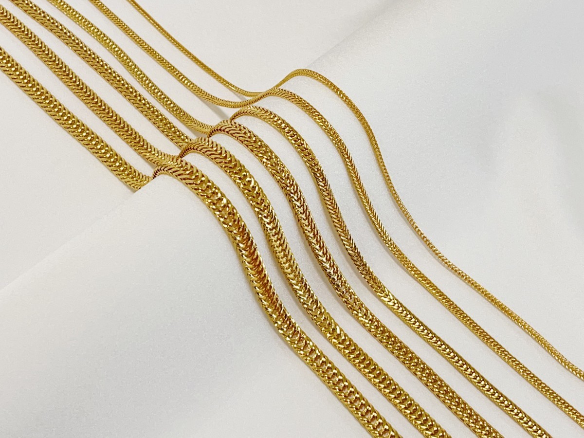 18K Yellow Gold 2mm-7mm Franco Square Box Chain Necklace Men Womens 18″- 28″