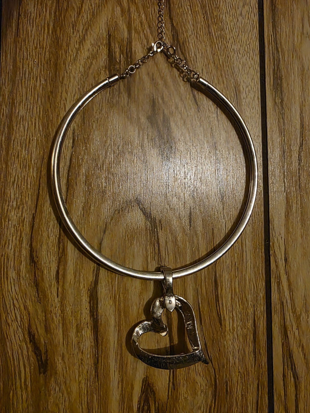 Roman Silver Tone Crystal Heart Pendant Collar Necklace ‘Live Love Laugh’
