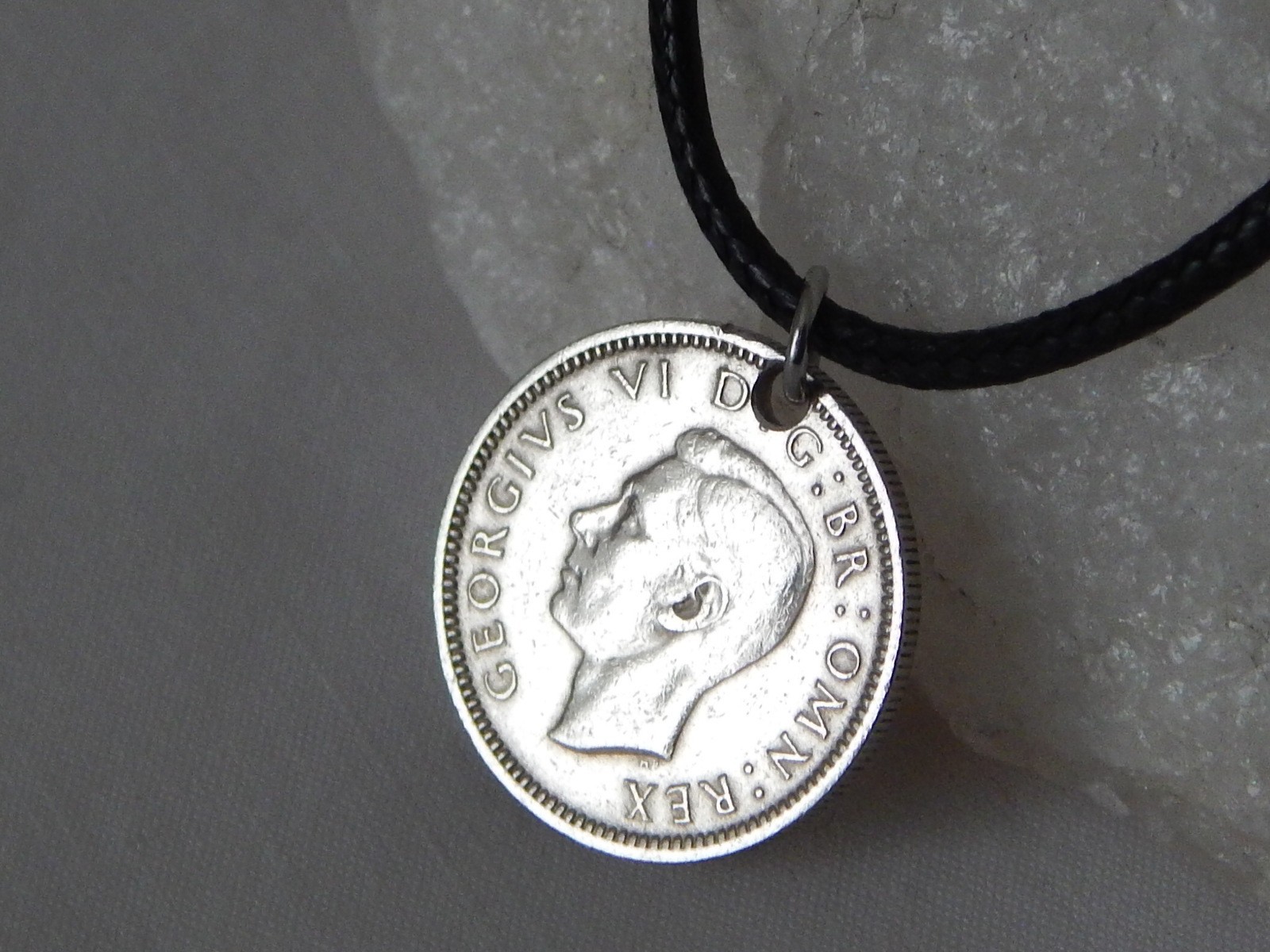 Antique 1949 Great Britain 6 Pence Coin Pendant Necklace #222