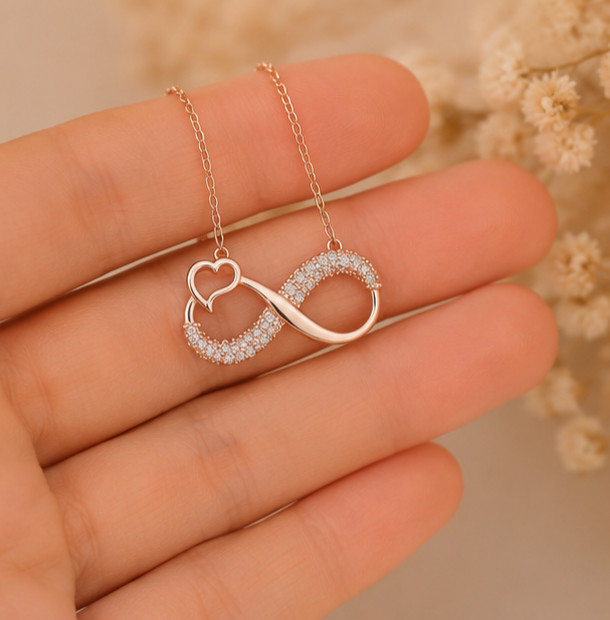 2ct Simulated Diamond Engagement Infinity Heart Pendant 14k Yellow Gold Plated