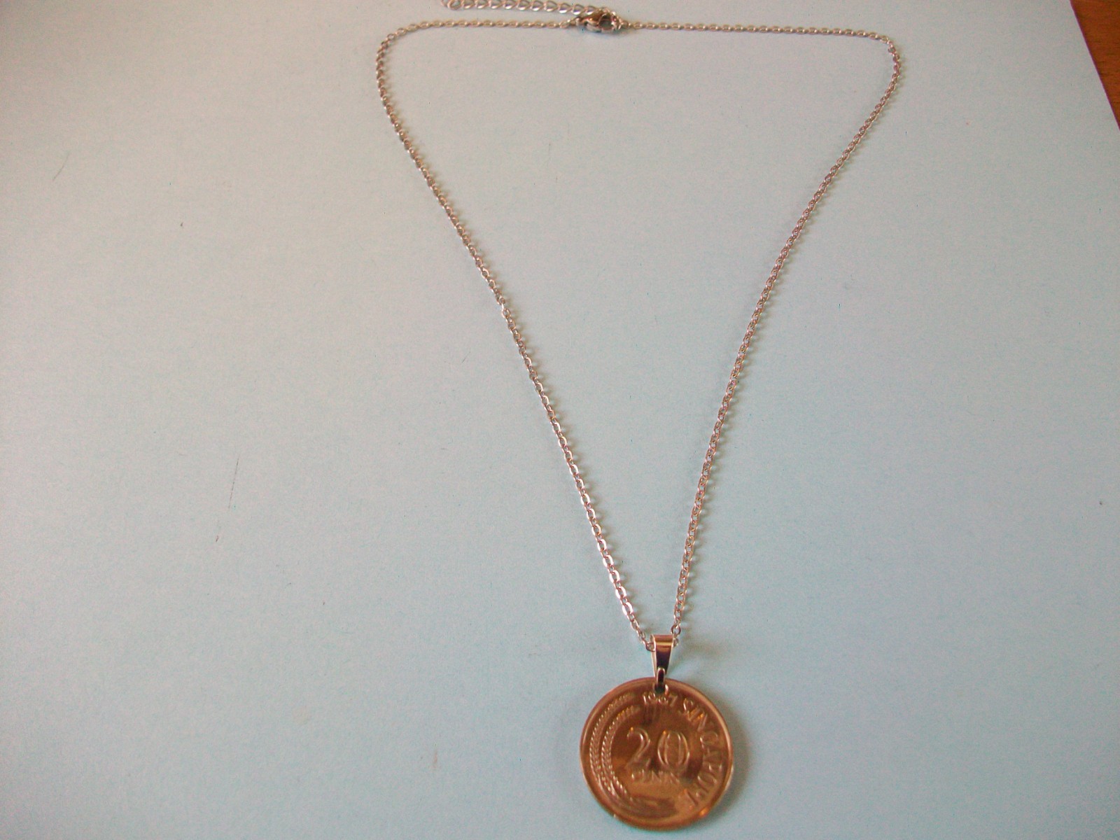 TWENTY CENTS – SWORDFISH – SILVER FINE LINK PENDANT NECKLACE – 1967 to 1984