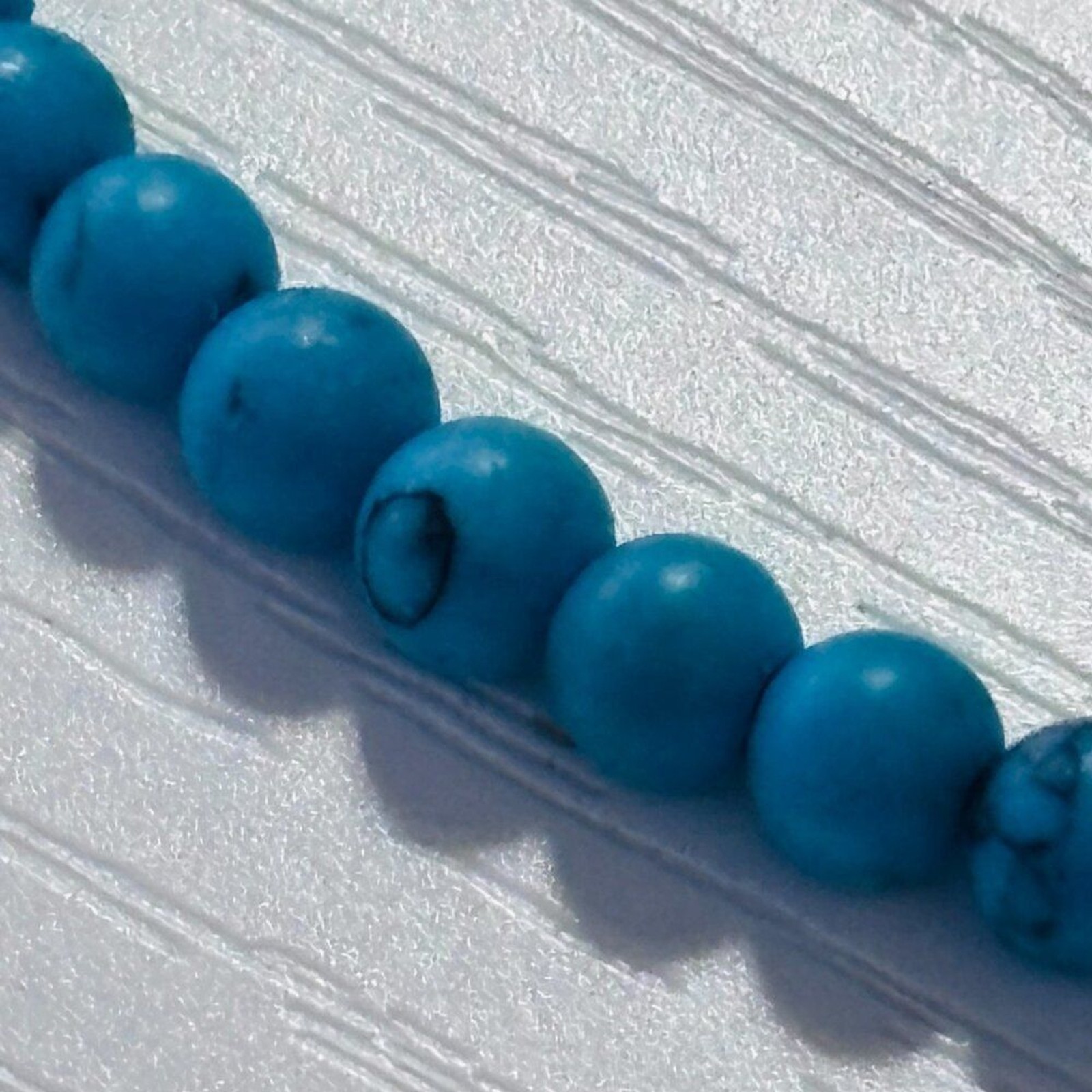 Turquoise Bead Choker Necklace Minimalist 16” Toggle Clasp