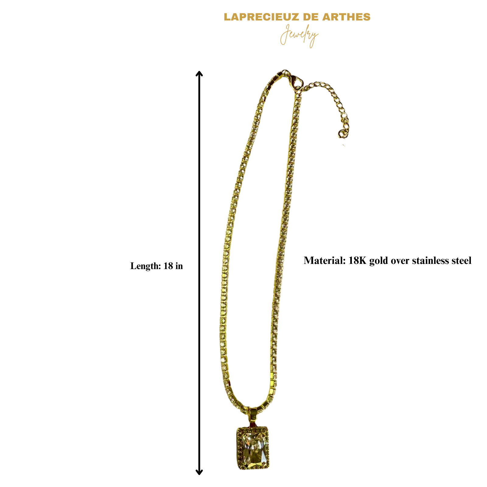 Zircon Tennis Chain pendant Necklace Charm Tarnish Free Fashion Stainless Steel
