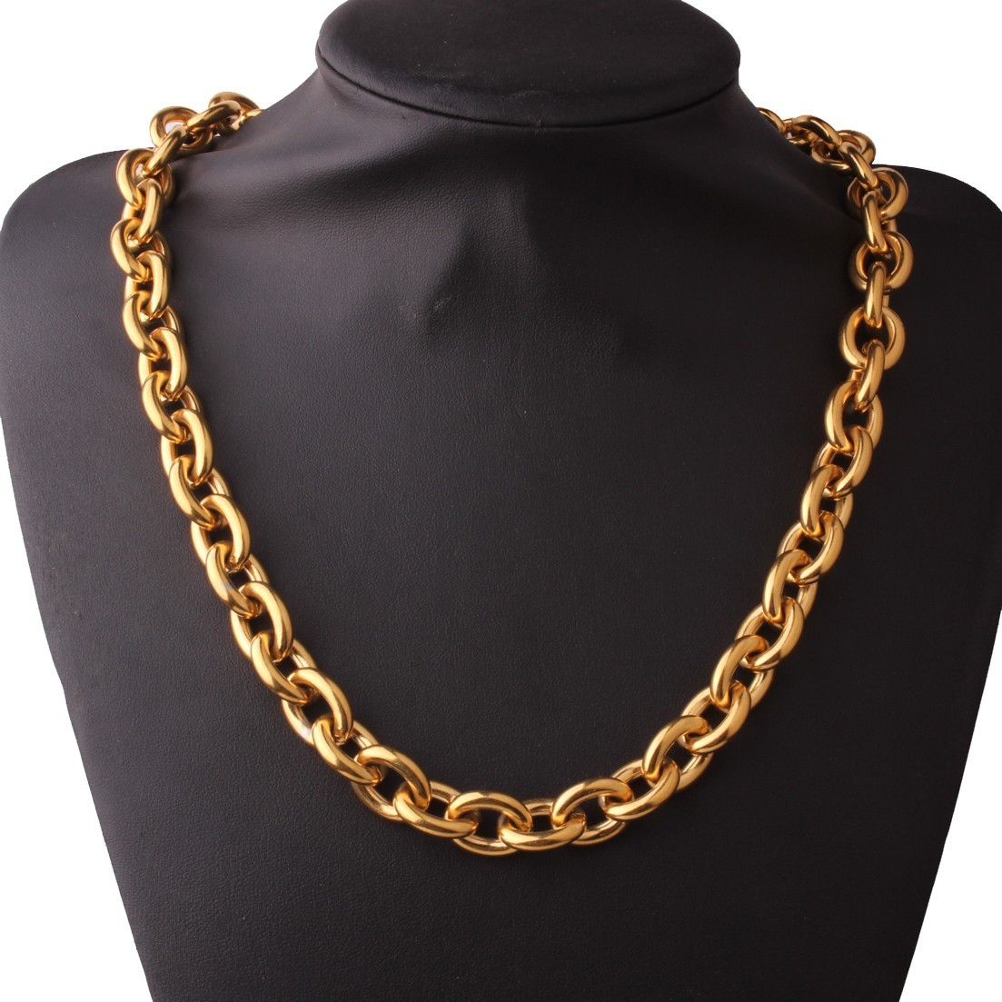11/13/15mm Silver/Gold/Black Stainless Steel Rolo Oval Link Chain Necklace Gift
