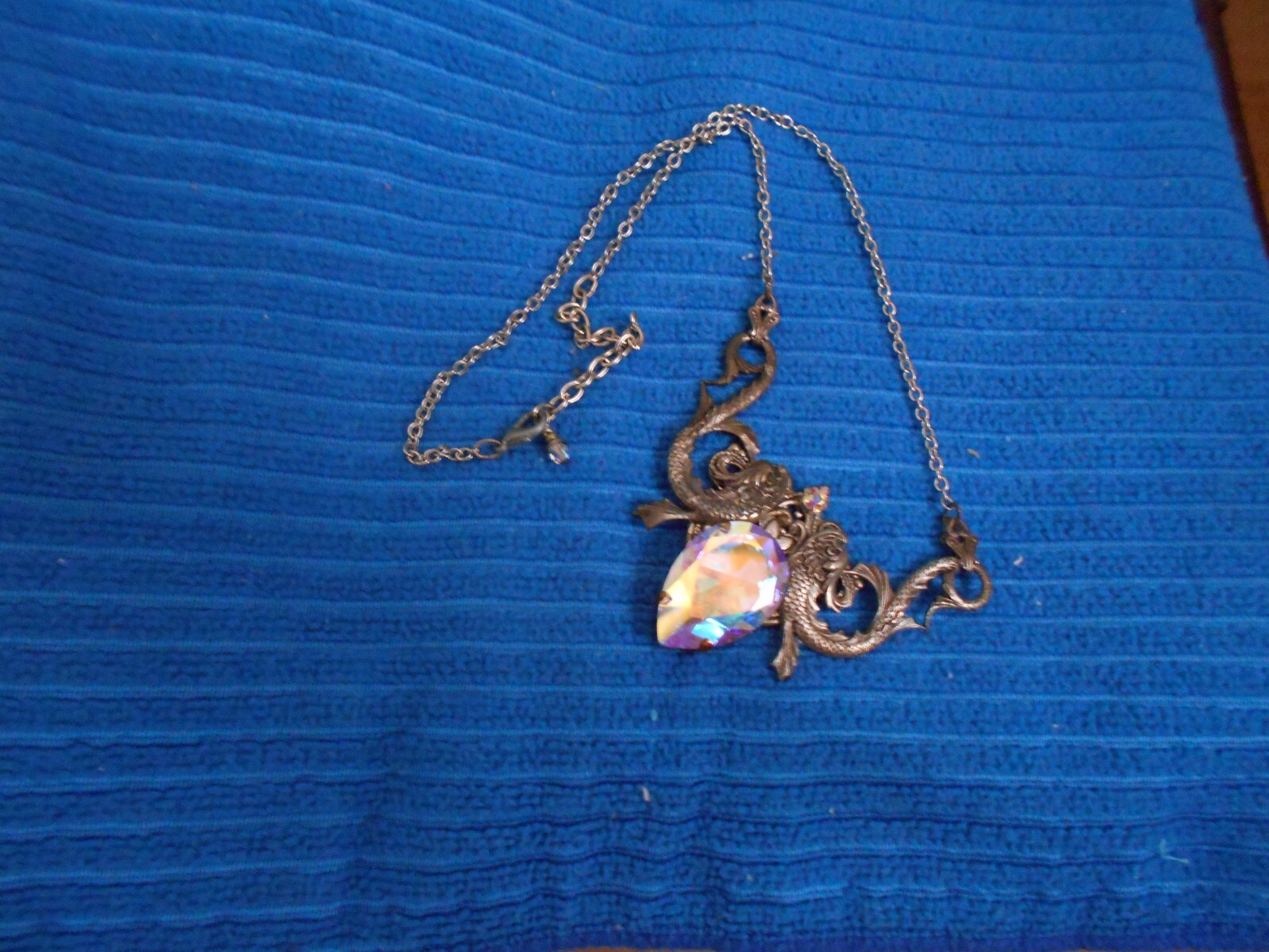Decorate Gem stone Costume Jewelry with 9″ chain and claw hook excellent