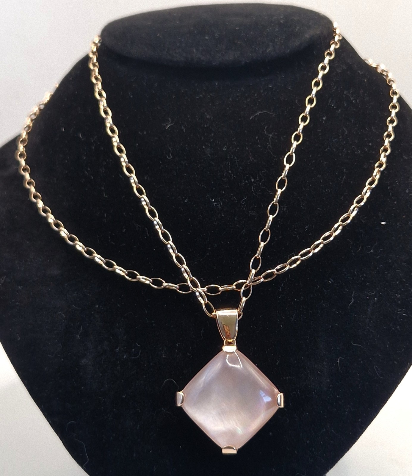 Milor Italy Bronze Necklace • Pink Mother of Pearl Pendant • Signed Italy