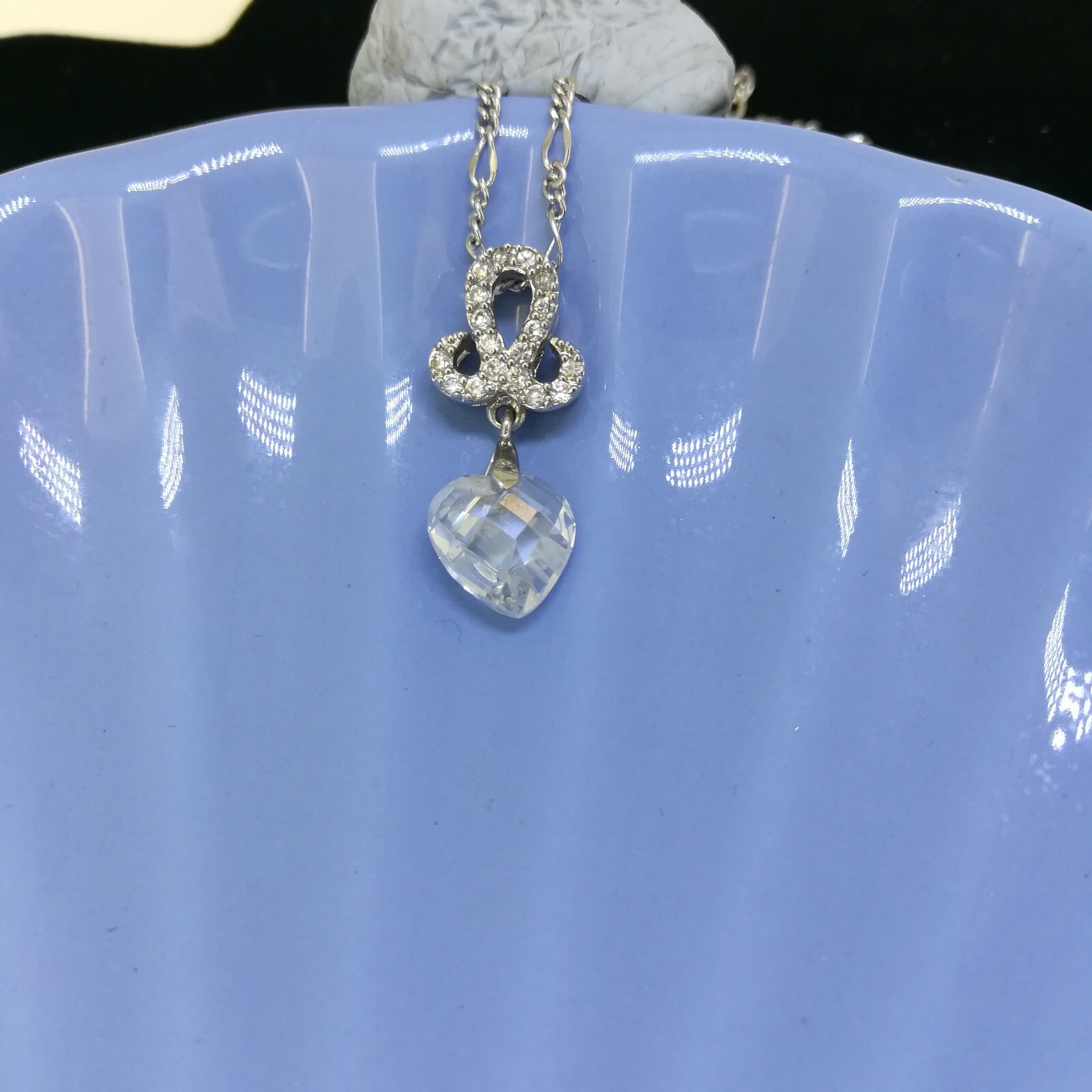 Elegant 925 Sterling Silver SF Heart CZ Pendant Necklace Gift Woman N-A857