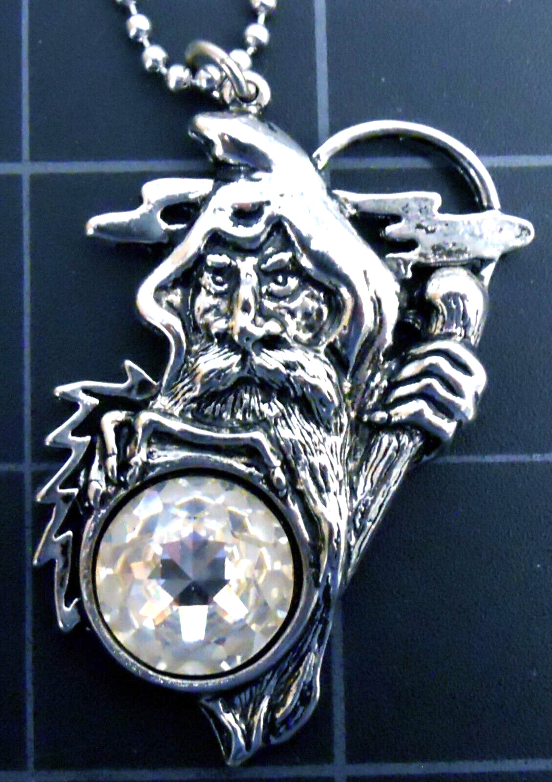 WIZARD Moon Scepter Dresden Pendant Stainless Ball Chain New Crystal Necklace