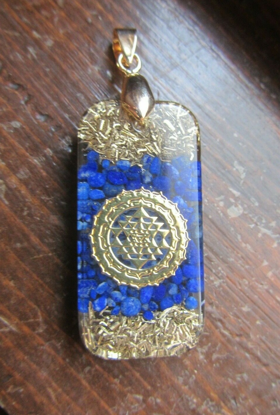 Sri-Yantra Orgone Energy Field w/ Lapis Lazuli Health Healing Stones Pendant