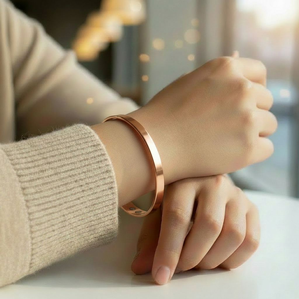 Pure Copper Magnetic Flat Bracelet Arthritis Pain Therapy Men Women Cuff
