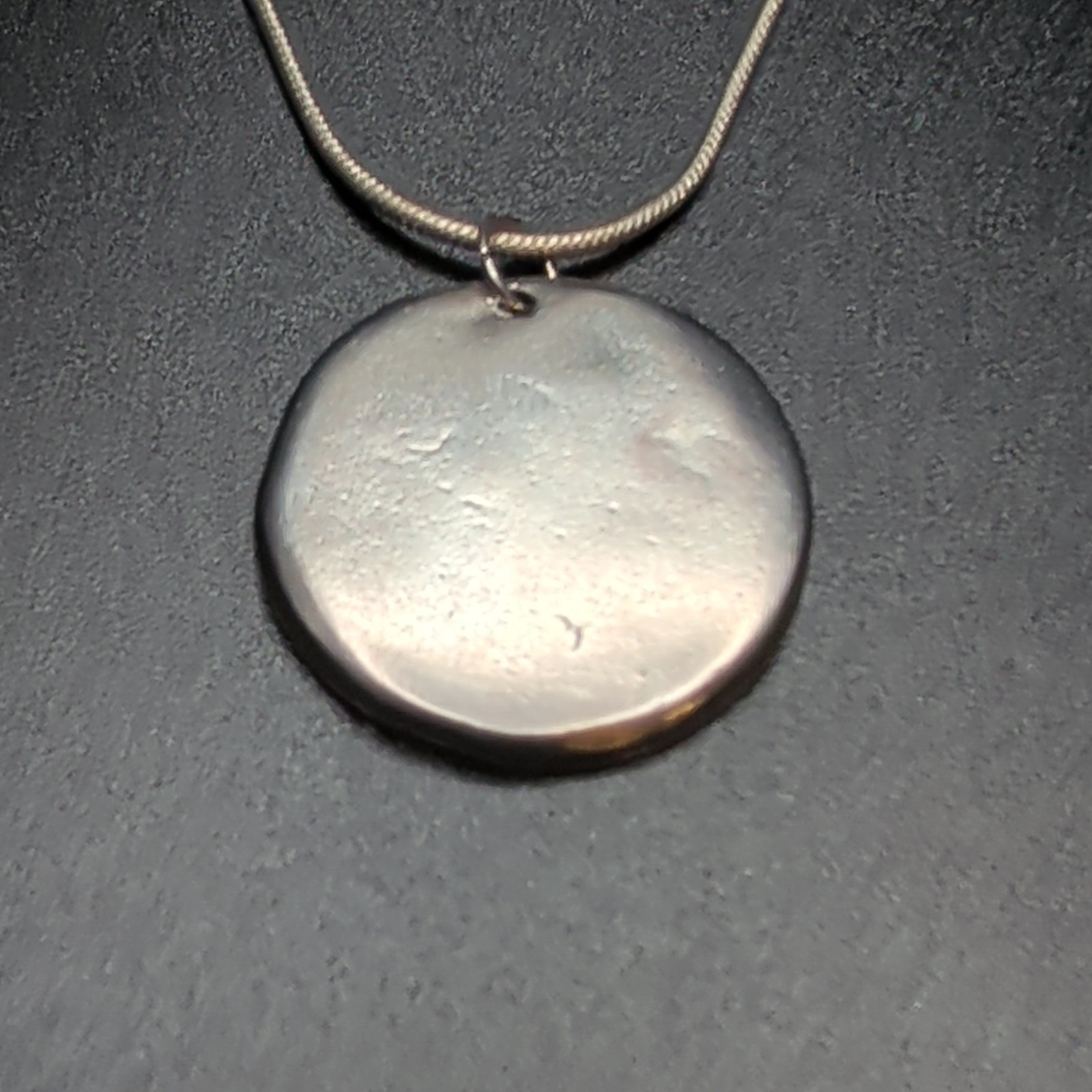 Stirling Silver Round Peace Charm Pendant Necklace Metal Snake Chain