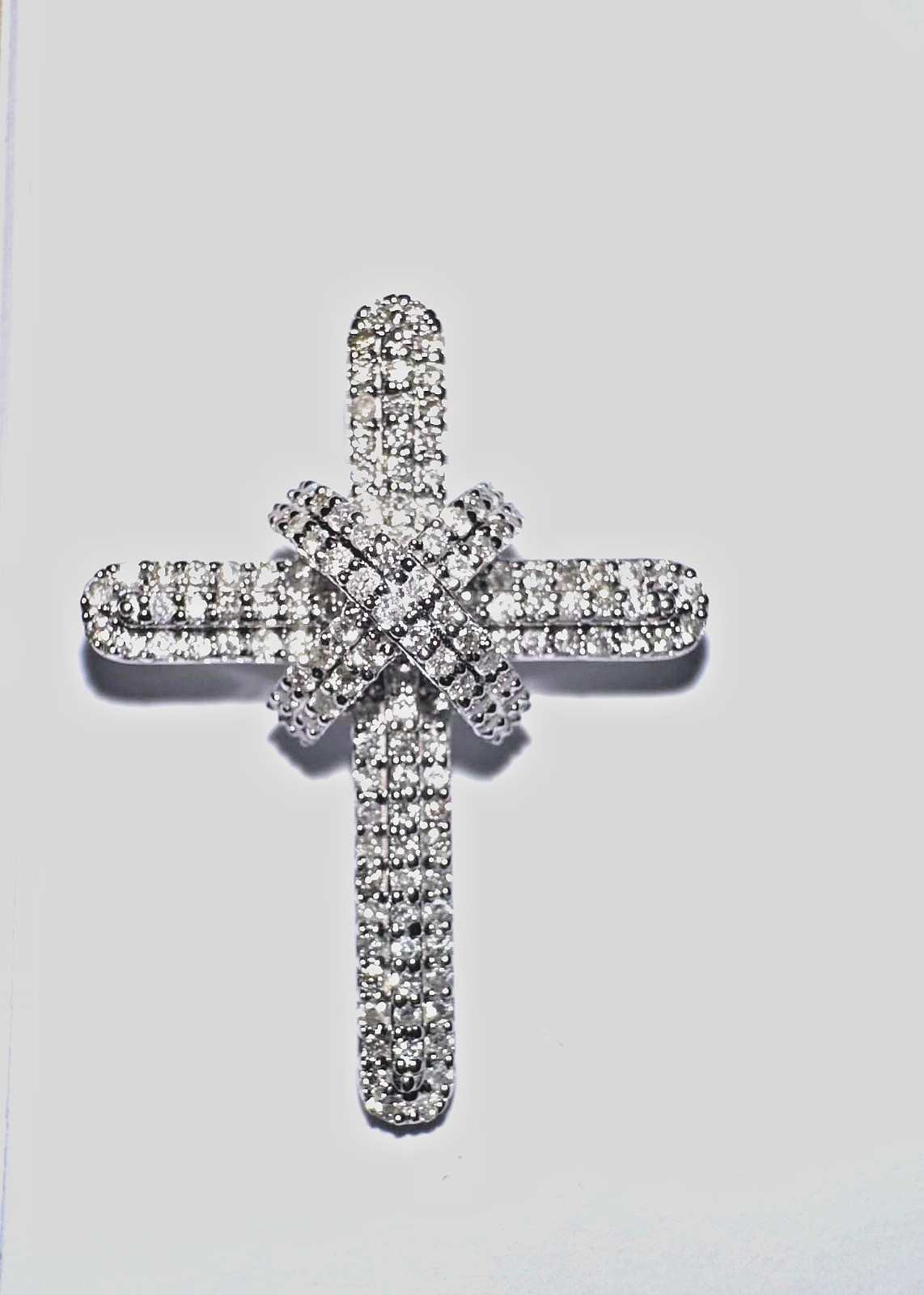 Brand New Natural Diamond Cross Pendant 1” 9ct White Gold