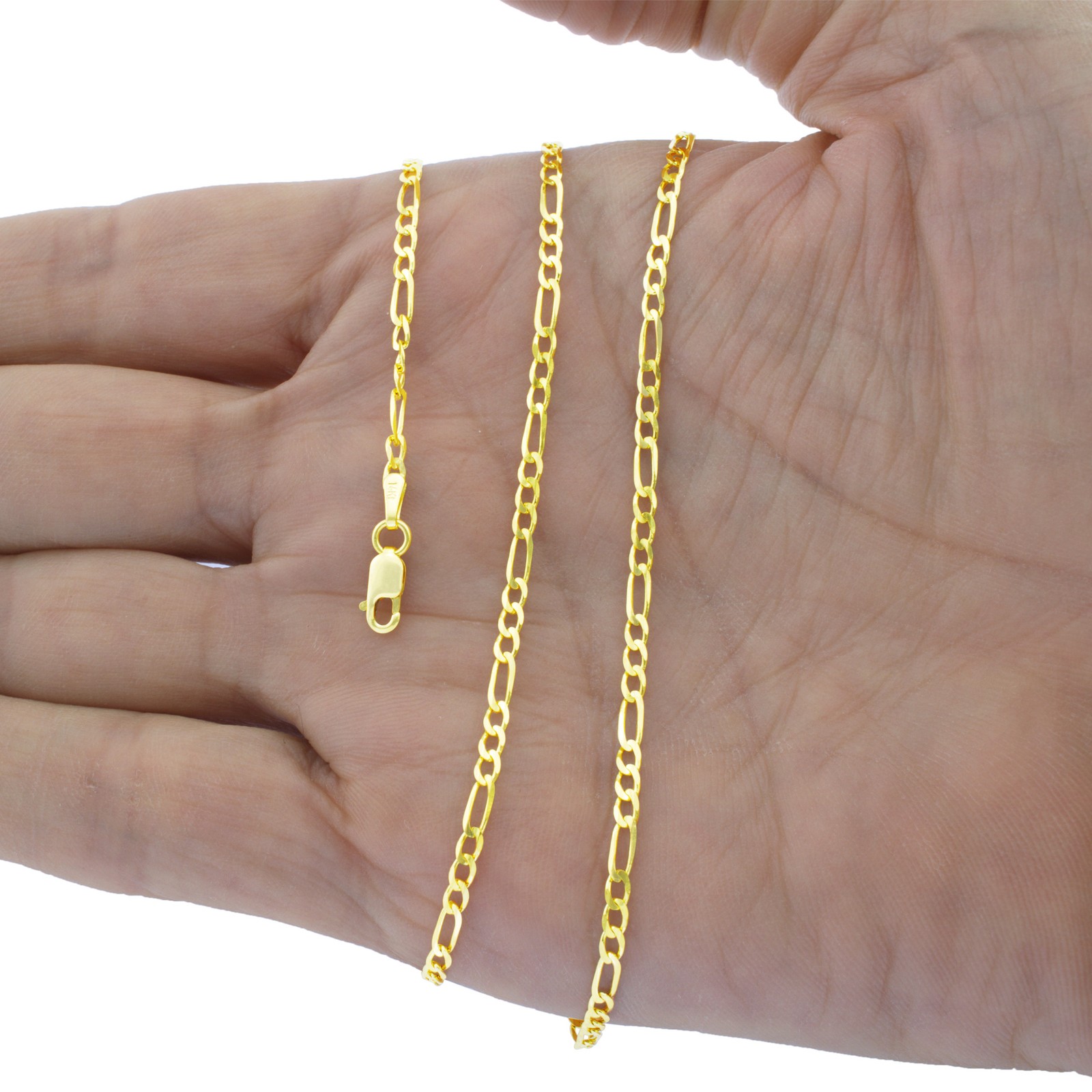Unisex Real 18K Gold Filled 28 inch 3mm Wide Italian Figaro Chain Necklace K139G