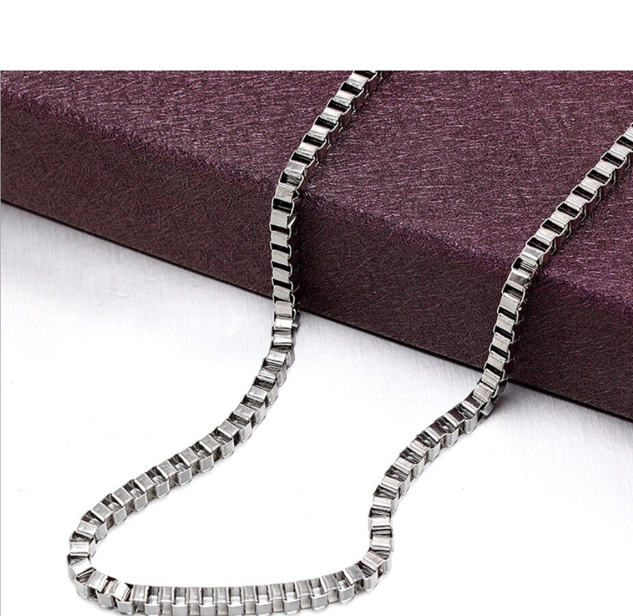 925 Sterling Silver 16″-32″ inch Italian Box Chain Necklace with Rhodium Finish