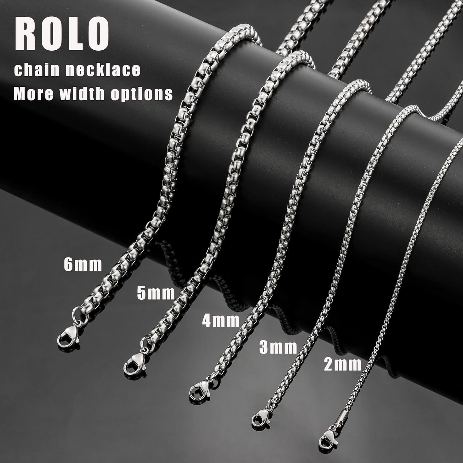Versatile 24-Inch Rolo Chain Necklace – Secure Lobster Clasp for All Styles