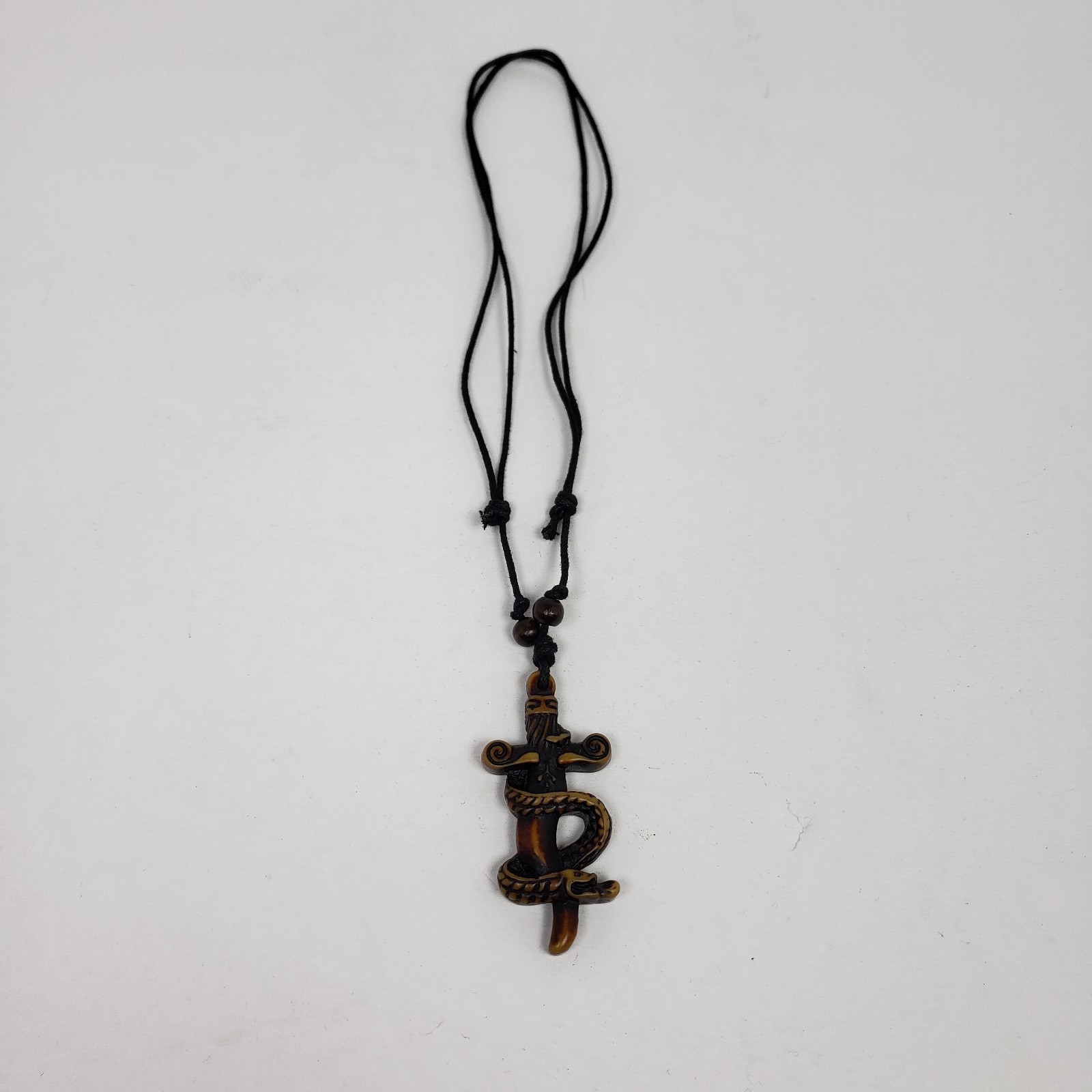 Vintage Adult Fashion Brown Sword Snake Tribal Adjustable Pendant Necklace 029