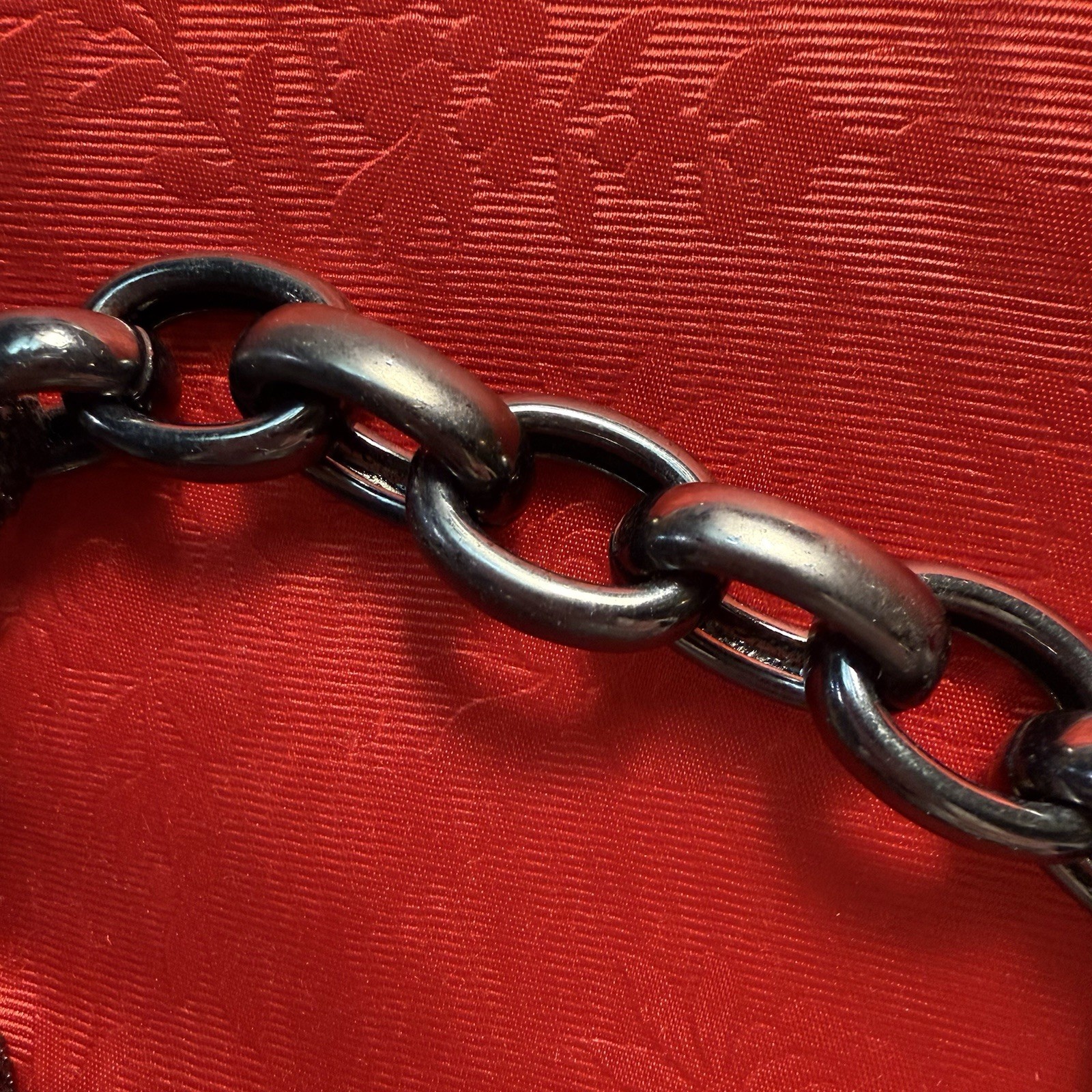 Gothic Heavy Chunky Chain Link Black Crystal Gunmetal Statement Necklace 17”-20”