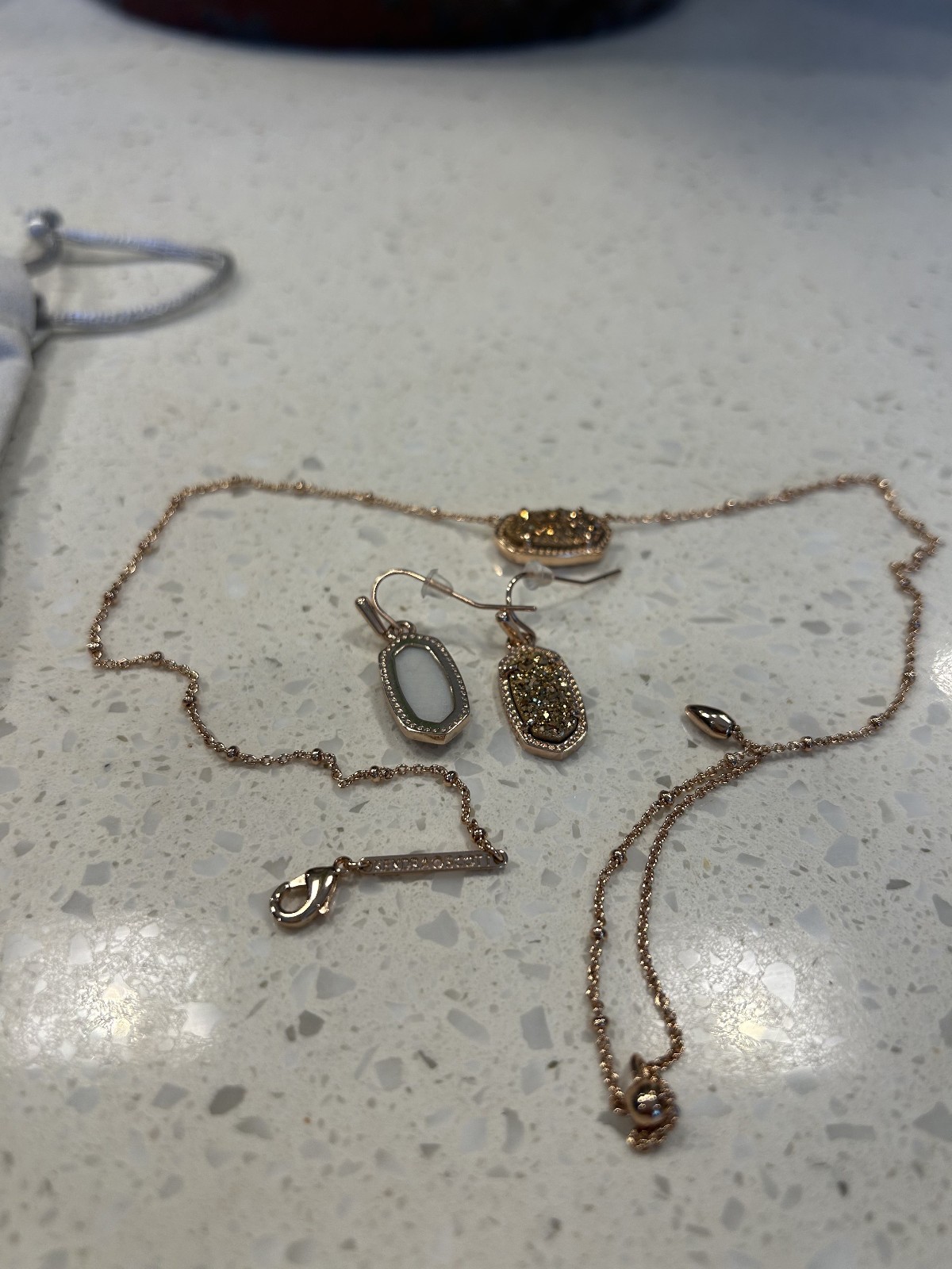 Kendra Scott Elisa rose gold drusy pendant and earrings (new)