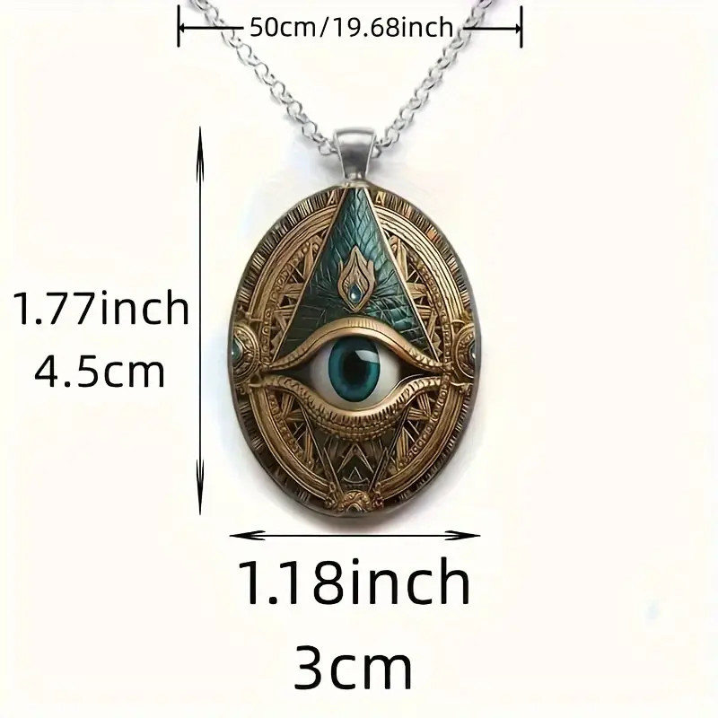 Mason Gothic Oval Jewelry Vintage Silvery Elegant Evil Eye Pendant Necklace