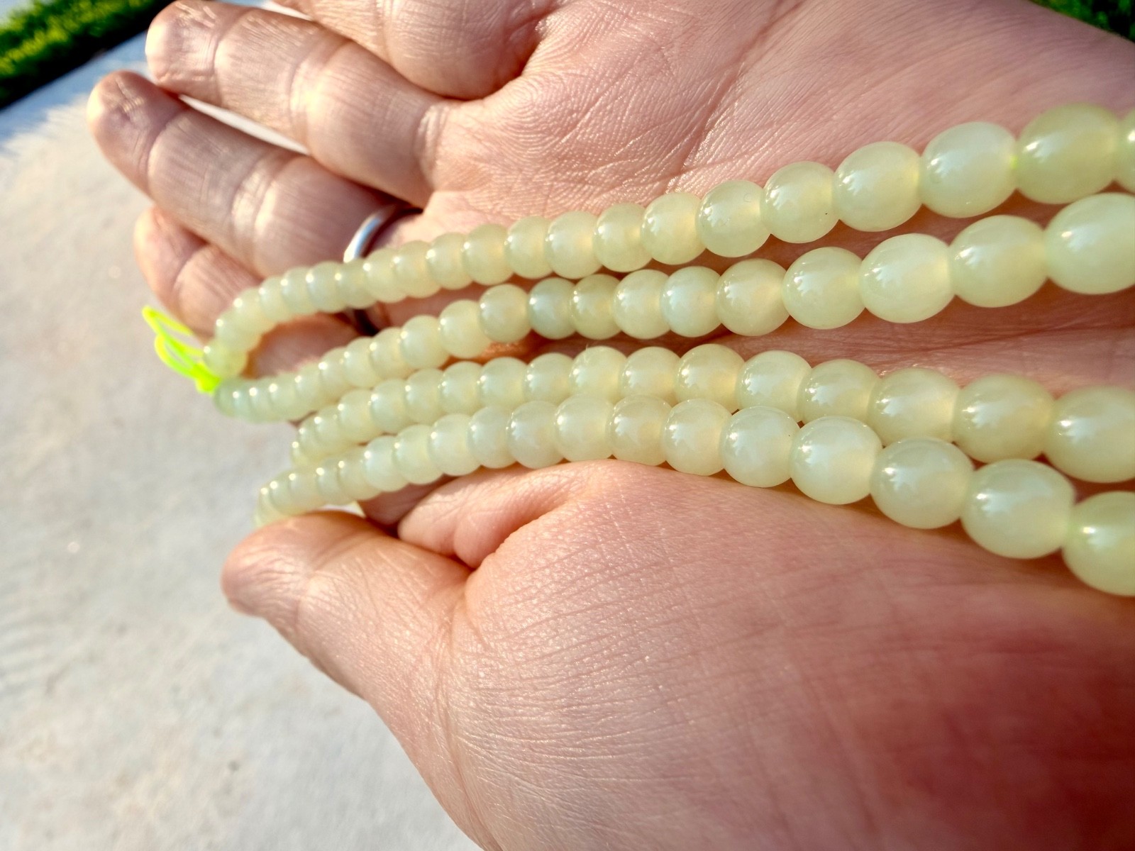 Nephrite Hetian Jade Necklace 6m yellow mutton fat MOST OILY 新疆黄口羊脂玉