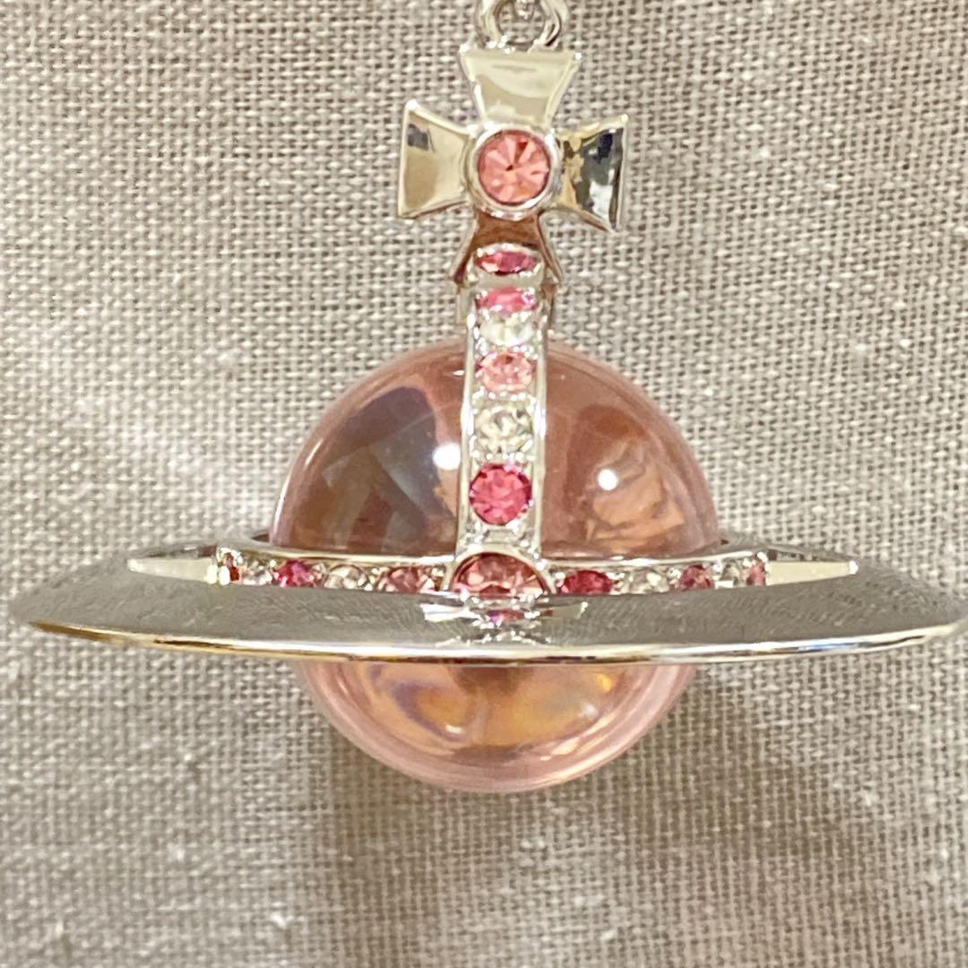 Vivienne Westwood Necklace Medium Orb Pink Silver Top 6.5 x 6cm C:80cm w/drawstr