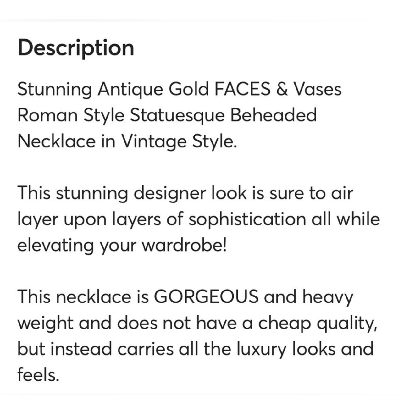 Zara Charm Necklace Womens Gold Greco Roman Bust Vase Chunky Chain Dark Academia